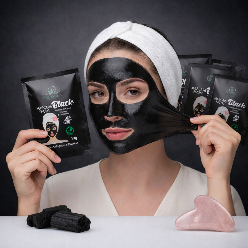 Kit Máscara Facial PhalleBeauty Black Peel-Off Detox Carvão Ativado