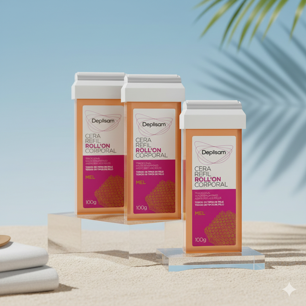 Kit 3 unid - Cera Refil Roll-On Corporal Depilsam Mel 100G em Oferta na Shopee