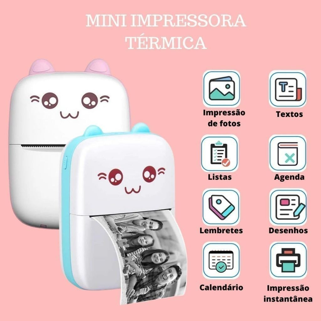 Mini Impressora Térmica Portátil De Bolso Impressão Sem Fio Fotos Notas Bluetooth Para Android Ios voltmax em Oferta na Shopee