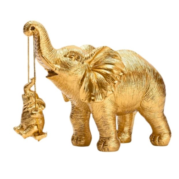 Elefante com Mini Balanço Gold Luxo Decorativo Resina em Oferta na Shopee