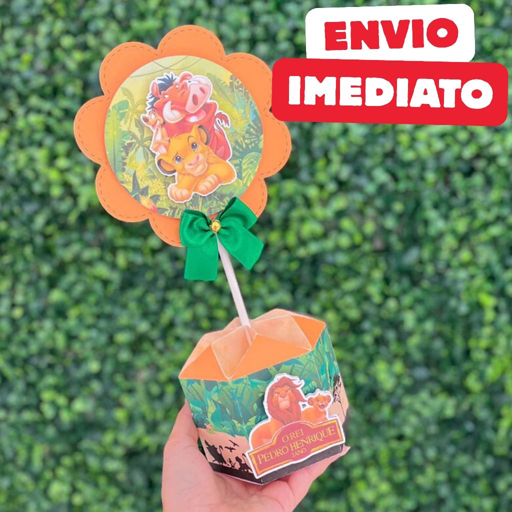 ENVIO RÁPIDO Kit Centro de mesa O Rei leão Personalizado Enfeite Cachepô | Lembrancinha Aniversário