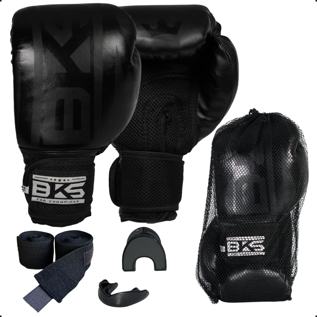 Kit Boxe Muay Thai Bks Profissional Luva + Bandagem 3m + Bucal Moldavel em Oferta na Shopee