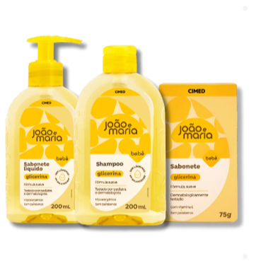 Kit Higiene 1 sabonete Líquido 1 Sabonete em barra + 1 Shampoo João e Maria Cimed