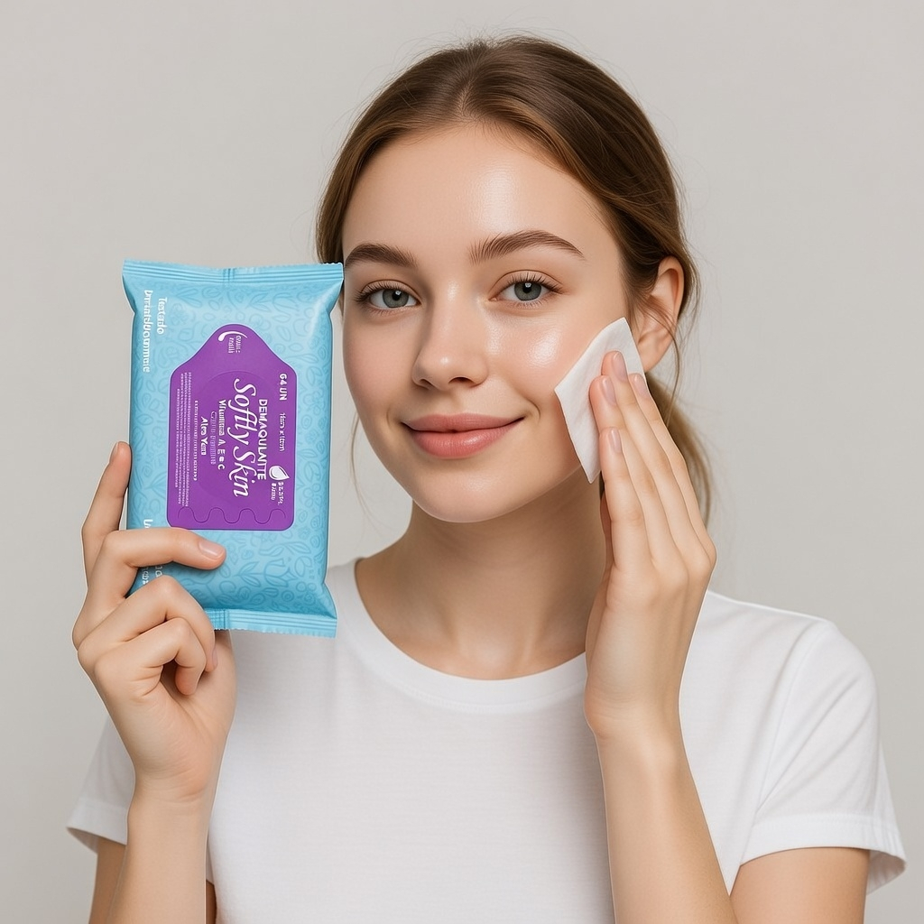 64un Lenço demaquilante umedecido remove maquiagem com vitamina