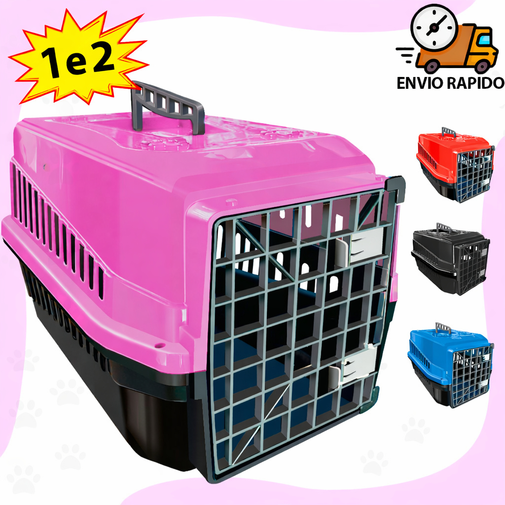 Caixa de Transporte N1 ou 2 Cachorro Gato Coelho Caixa de Transporte Pet 2 Travas 1 Alça em Oferta na Shopee