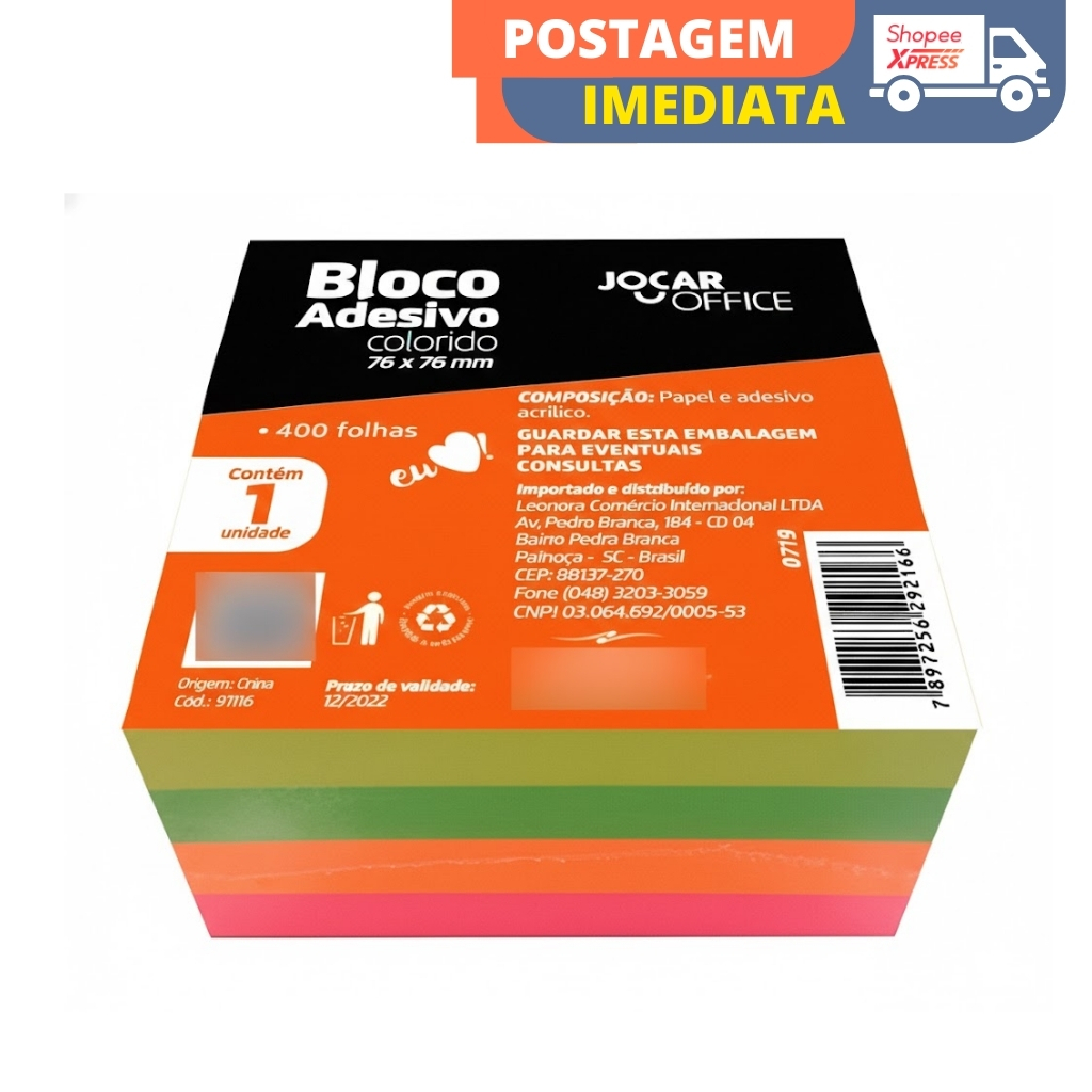 Kit Bloco Adesivos Bloco Para Anotações Colorido 400 folhas Rascunhos Bloquinho