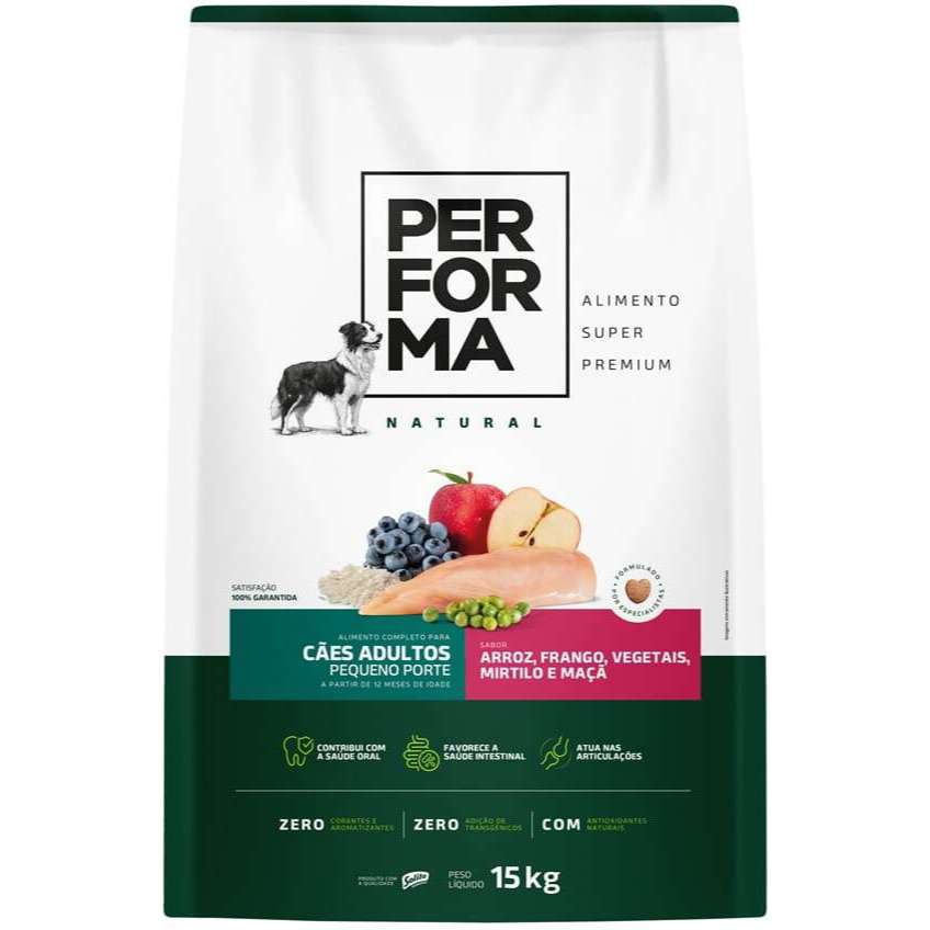 Ração Seca Performa Natural para Cães Adultos Porte Pequeno Arroz e Frango - 15Kg em Oferta na Shopee