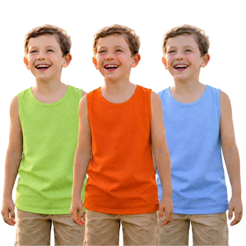 Kit 5 Regatas Infantil Masculina Lisas 100% Algodão Menino 2 à 8 Anos