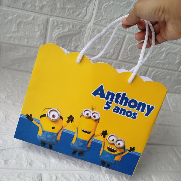 sacolinhas personalizadas MINIONS -lembrancinhas para aniversário infantil PRÉ-MONTADAS