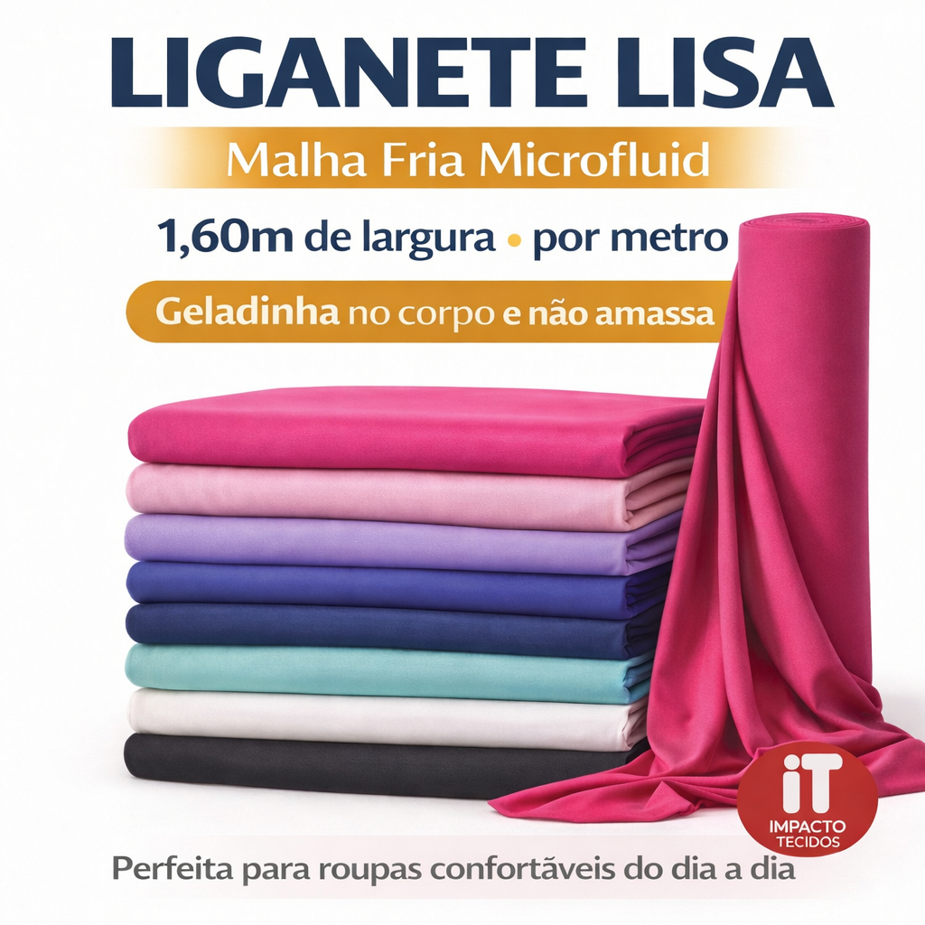 Malha Fria Liganete Lisa micro fluid 1 Metro x 1,60 - Varias cores