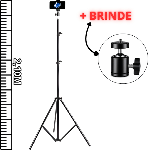 Kit Tripé para Celular 2.10m Profissional com Suporte Celular Ajustável Tripé Retrátil + Brinde em Oferta na Shopee