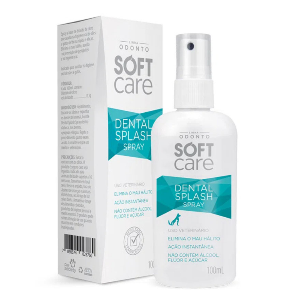 Spray Soft Care Pet Dental Splash P/ Cachorros E Gatos 100ml
