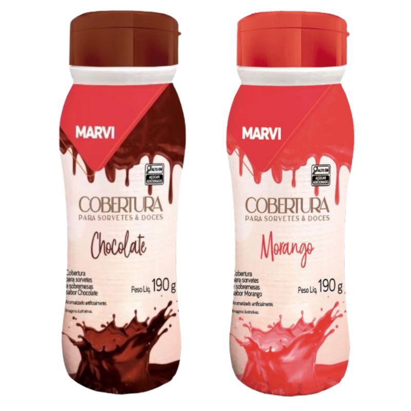 Calda Para Sorvete Chocolate Morango Marvi 190g