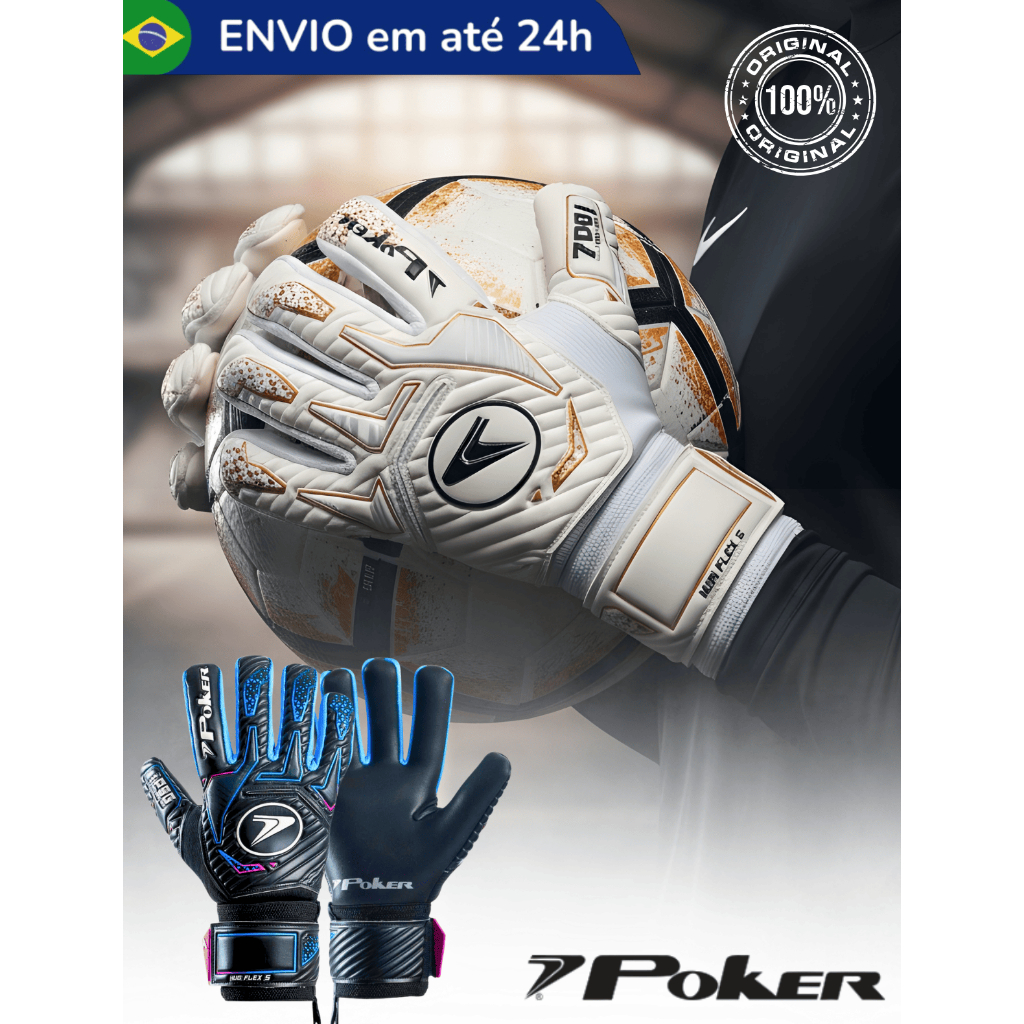 Luva de Goleiro Poker Hug Flex 5 Profissional Original