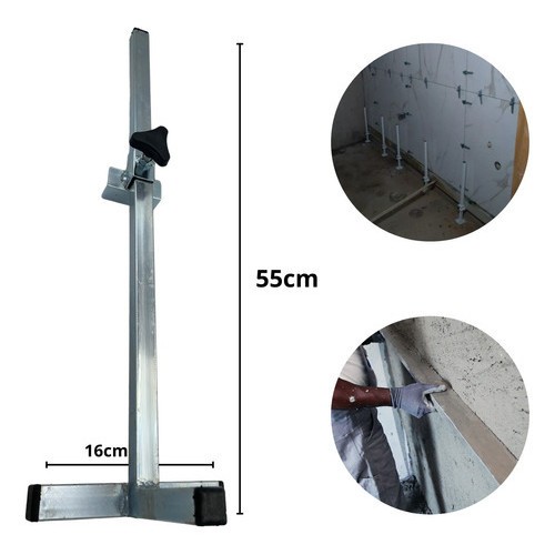 1 Suporte 55cm Aço P/ Régua De Pedreiro Para Azulejista - BASE QUADRADA