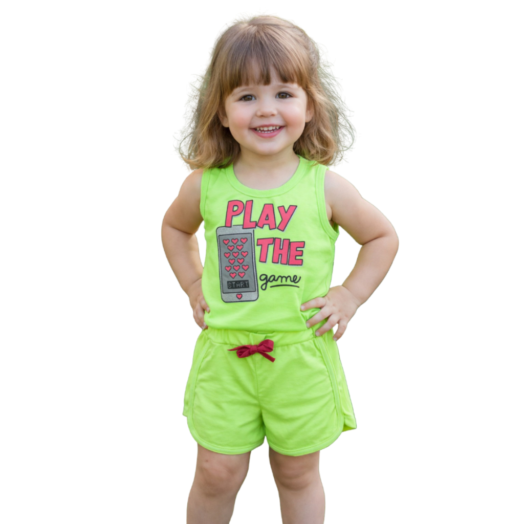 Conjunto Infantil de Verão Menina Regata e Short Verde