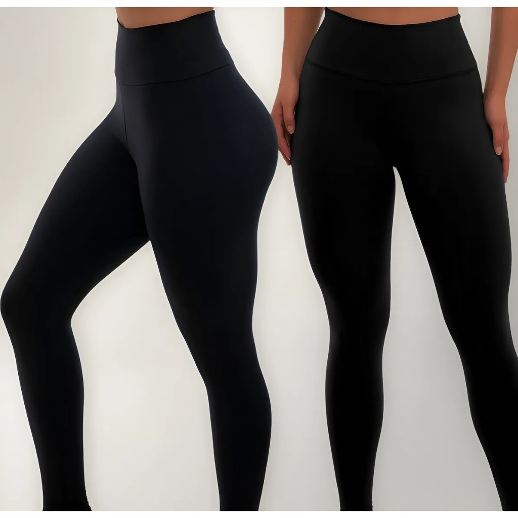 Kit 2 Calça Legging Suplex Feminina Cintura Alta Básica Confortável e Resistente Promoção em Oferta na Shopee