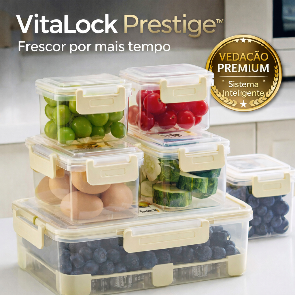 5 Potes Herméticos com Cesto Drenável Organizador de Geladeira Plástico BPA Free Frutas e Verduras
