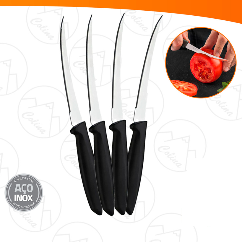 Kit 1 a 4 Facas Para Tomate Aço Inox Legumes Chef Profissional 5'' em Oferta na Shopee