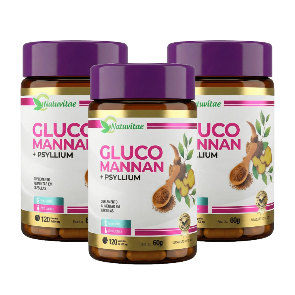 Glucomanan + Psyllium - Regulador Intestinal e Saciedade Prébiotico Premium - 120 Cáps 500 mg em Oferta na Shopee