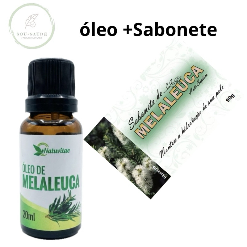 kit c/ 1 Óleo de melaleuca 20ml + 1 Unidade Sabonete em barra melaleuca 90g