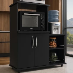QUEIMA DE ESTOQUE - Balcão c/ Fruteira, Suporte p/ Micro‑ondas ou Forno - Multiuso c/ 2 Portas