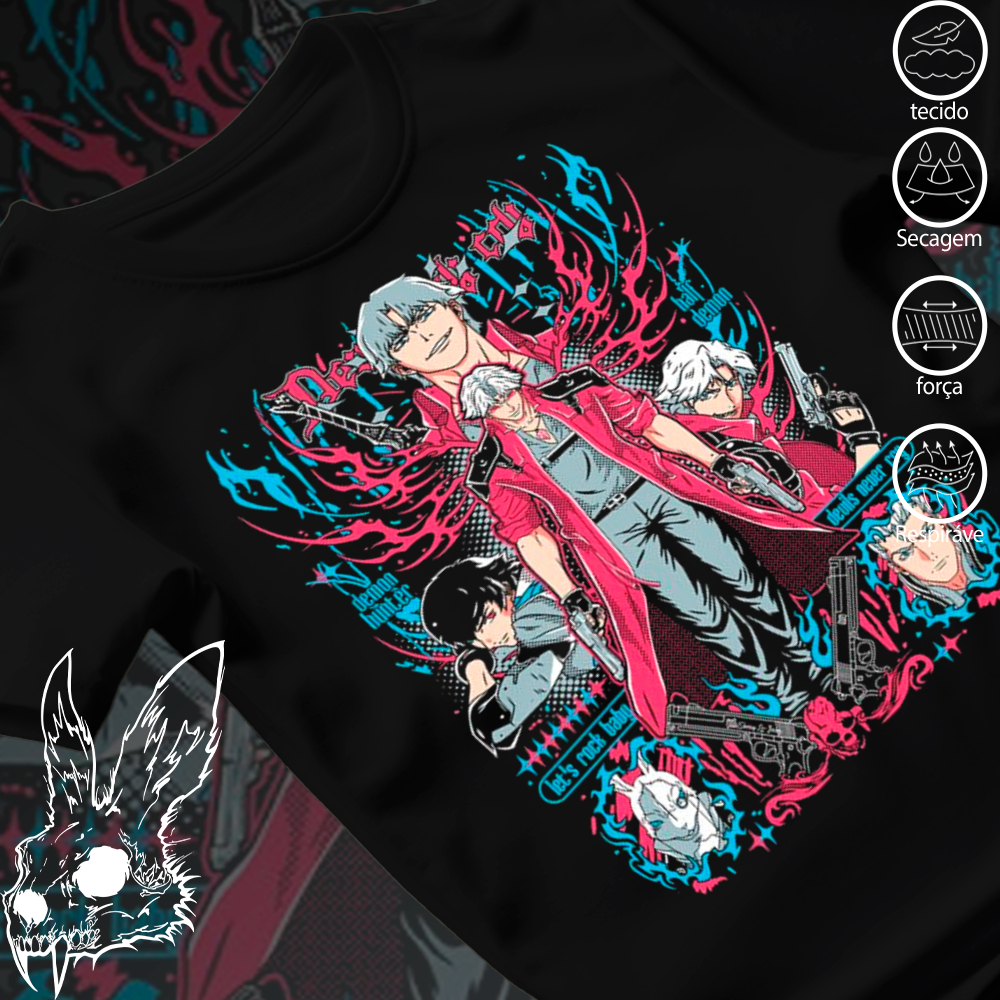 Camiseta Basica e OVERSIZED Devil May Cry Dante Peak of Combat Anime Game Graphic Unissex