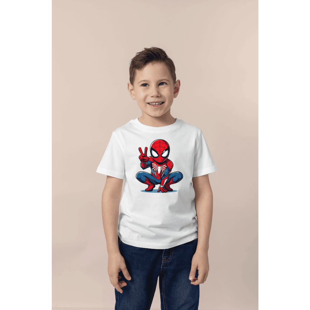 Camiseta Infantil 100% Algodão Confortável para Crianças Modelo: Personagem Super Heroi H Aranha   - Novidade Especial