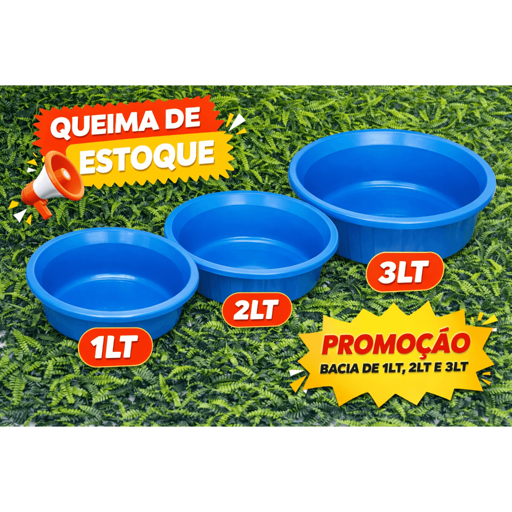 Kit 3 Bacias 1L 2L 3L – Plástico Reforçado Alta Qualidade Multiuso