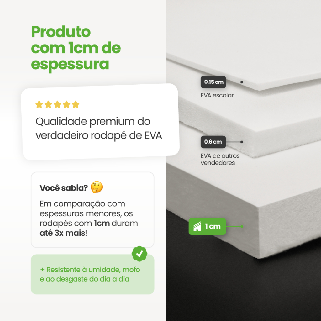 Rodapé Moldura Autocolante Flexível EVA 7cm RP16 | Envios FULL · foto 2