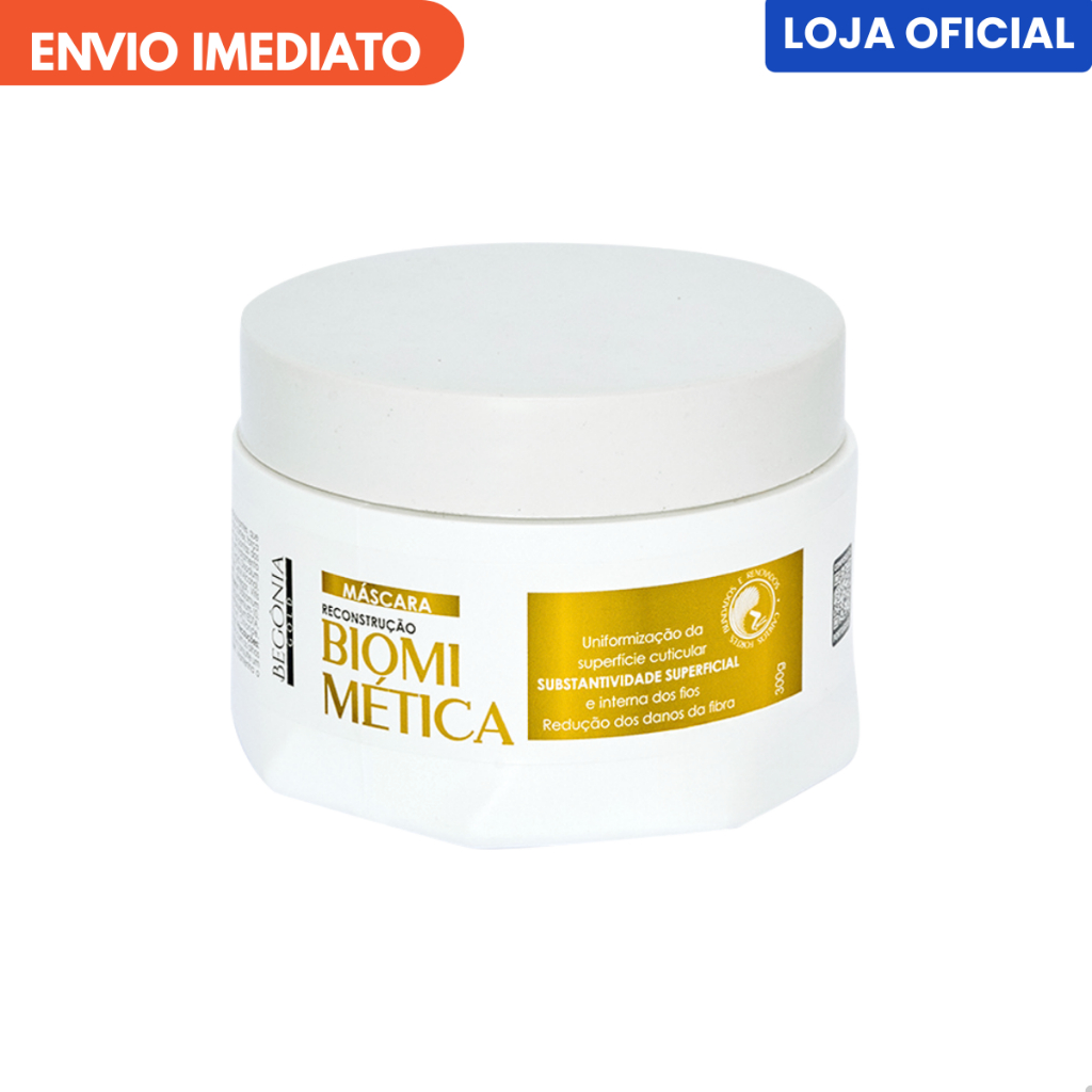 Máscara Reconstrução Biomimética 300g Begônia Gold Força Resistência Brilho Hidratação Tratamento