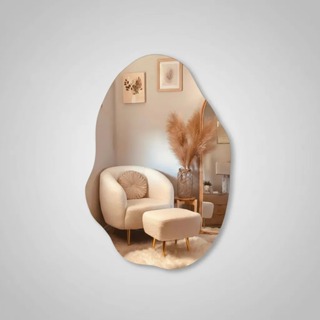 Espelho Orgânico 70x50 Lapidado Polido Moderno Decorativo C/FITA (Habitare Home Decor) em Oferta na Shopee