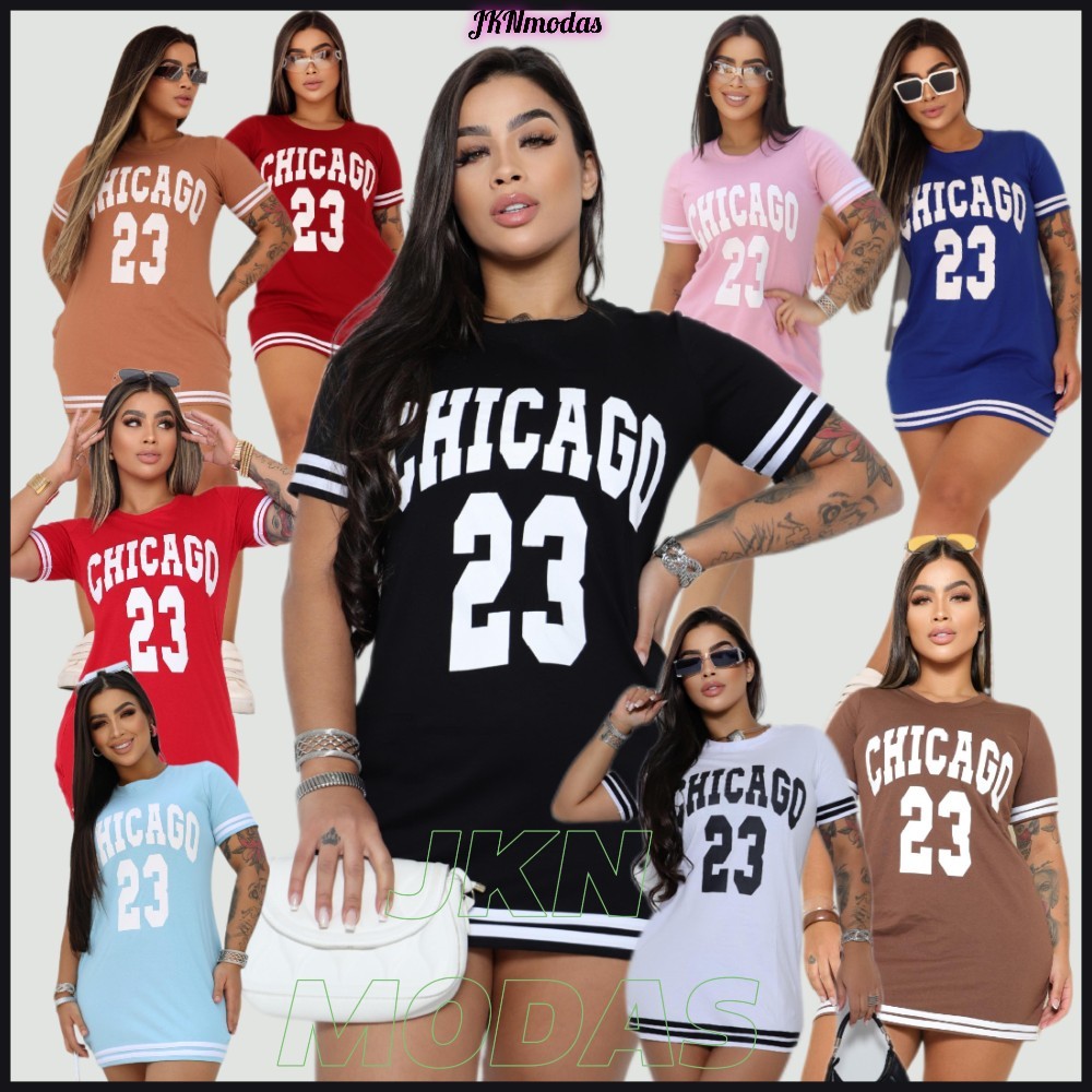 VESTIDO Camisetão Curto feminino  23 algodão 100% manga curta Camisão Feminino moda gringa em Oferta na Shopee