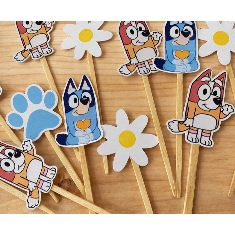 Topper para Docinhos tema bluey e bingo | Impresso | Já Montado | Festa Infantil