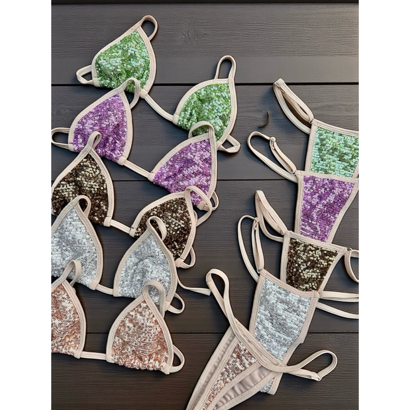 Biquíni Virgínia Paetê Brilho Fio Dental Maquinha de Bronze Fita Cortininha em Oferta na Shopee