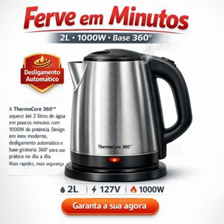 Chaleira Jarra Elétrica Inox 2 Litros 127v ou 220v  Água Café Chá ☕ em Oferta na Shopee