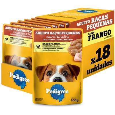 Ração Úmida Pedigree Frango ao Molho para Cães Adultos de Raças Pequenas - 18 unidades de 100g em Oferta na Shopee