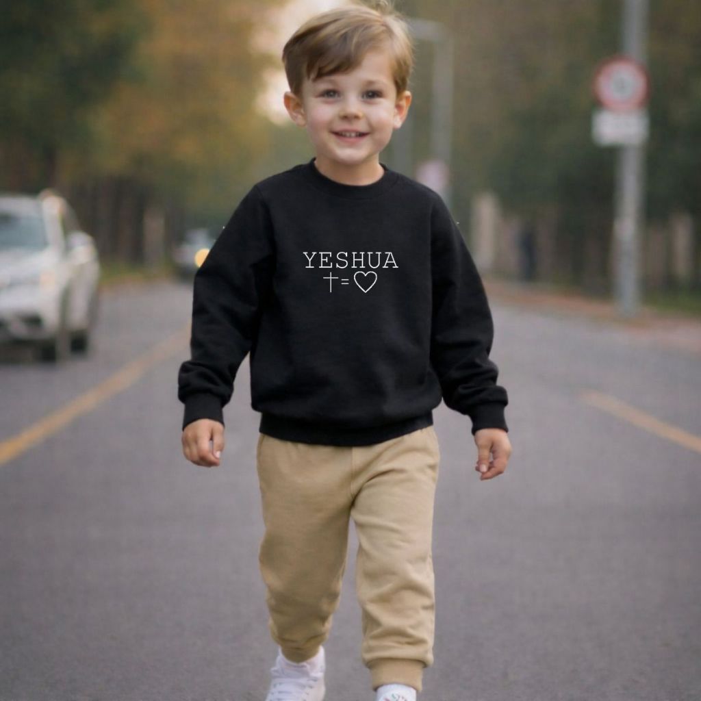 Conjunto Moletom Unissex Infantil Juvenil Yeshua Fé Flanelado Moda Inverno em Oferta na Shopee