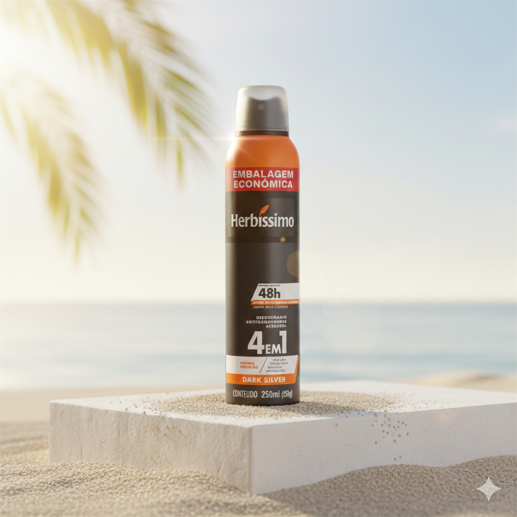 Desodorante Aerosol Antitranspirante Herbíssimo Dark Silver 250Ml | Embalagem Econômica em Oferta na Shopee