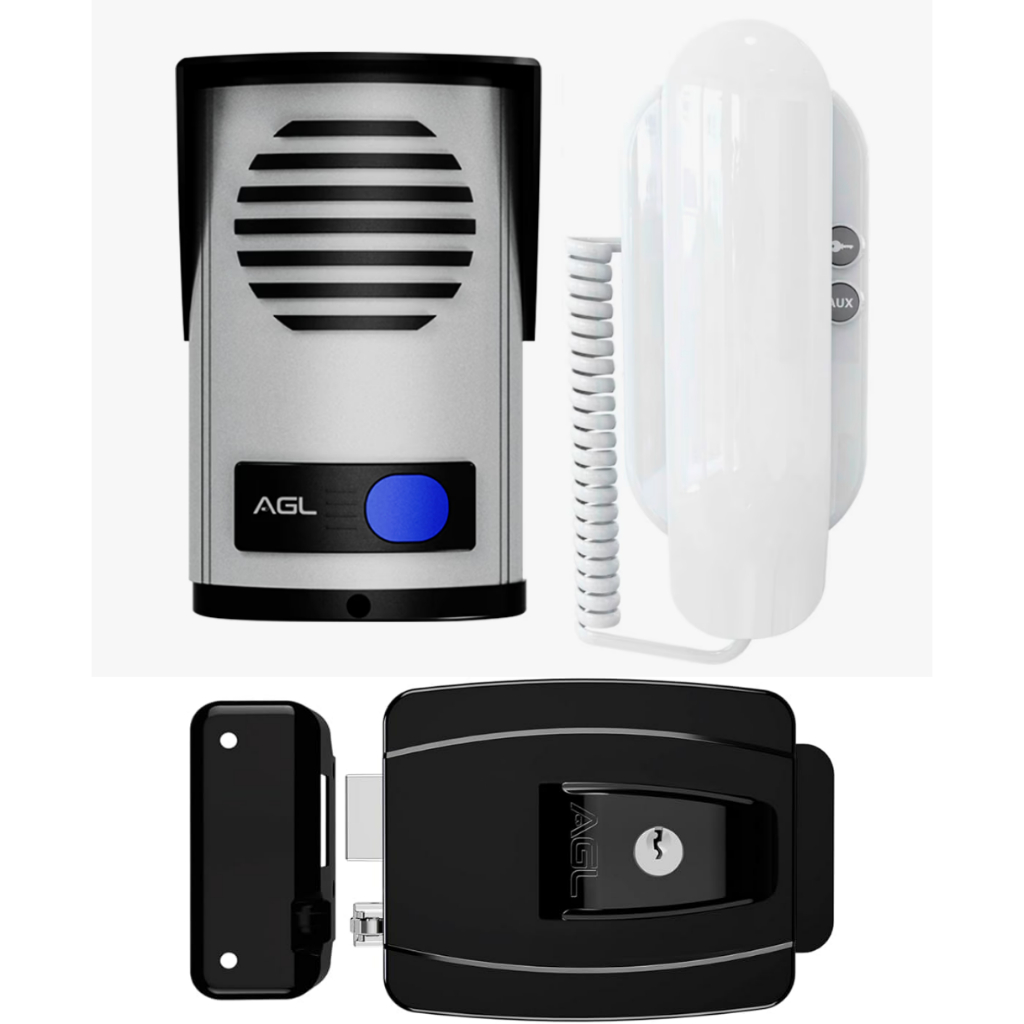Interfone Porteiro Eletrônico Fechadura AL1OOR Elétrica Agl Cor Cinza