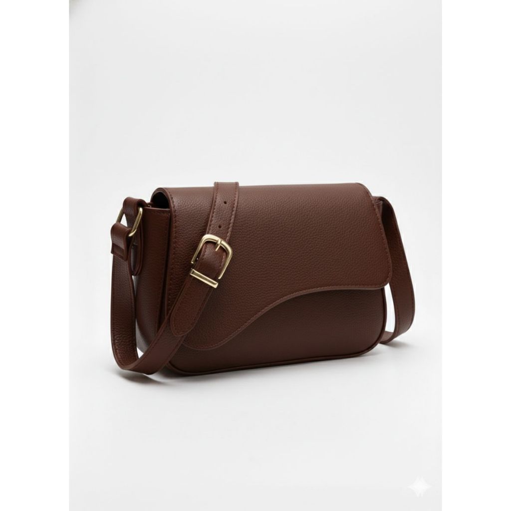 bolsa feminina transversal marrom couro ecológico moderna ideal para presente