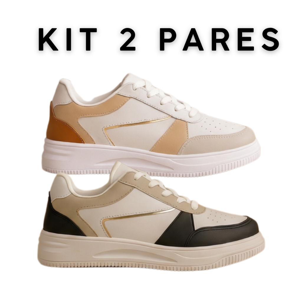 Kit 2 Pares Tênis Feminino Casual Confortável Leve Antiderrapante Macio em Oferta