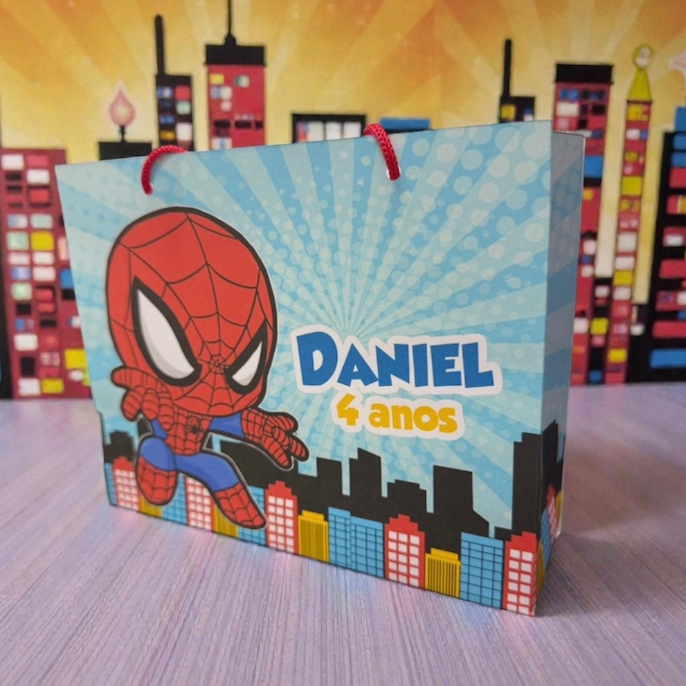 10 Sacolinhas Homem Aranha baby Personalizadas – Lembrancinha mimos Festa Infantil G (19x15x6cm)