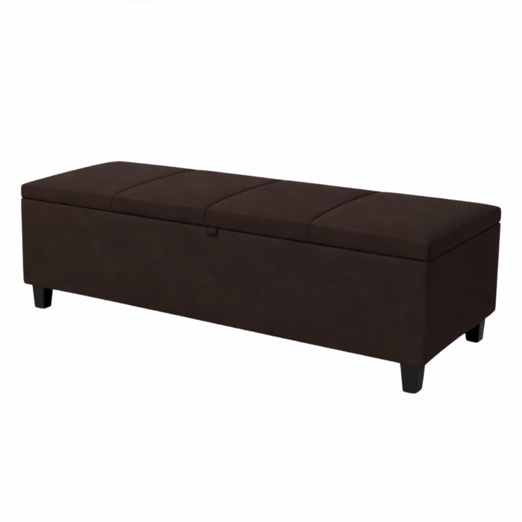 Baú Recamier Grande Listrado Banco Organizador Acento Puff Sapateira Tecido Suede 1.20cm Cama Casal