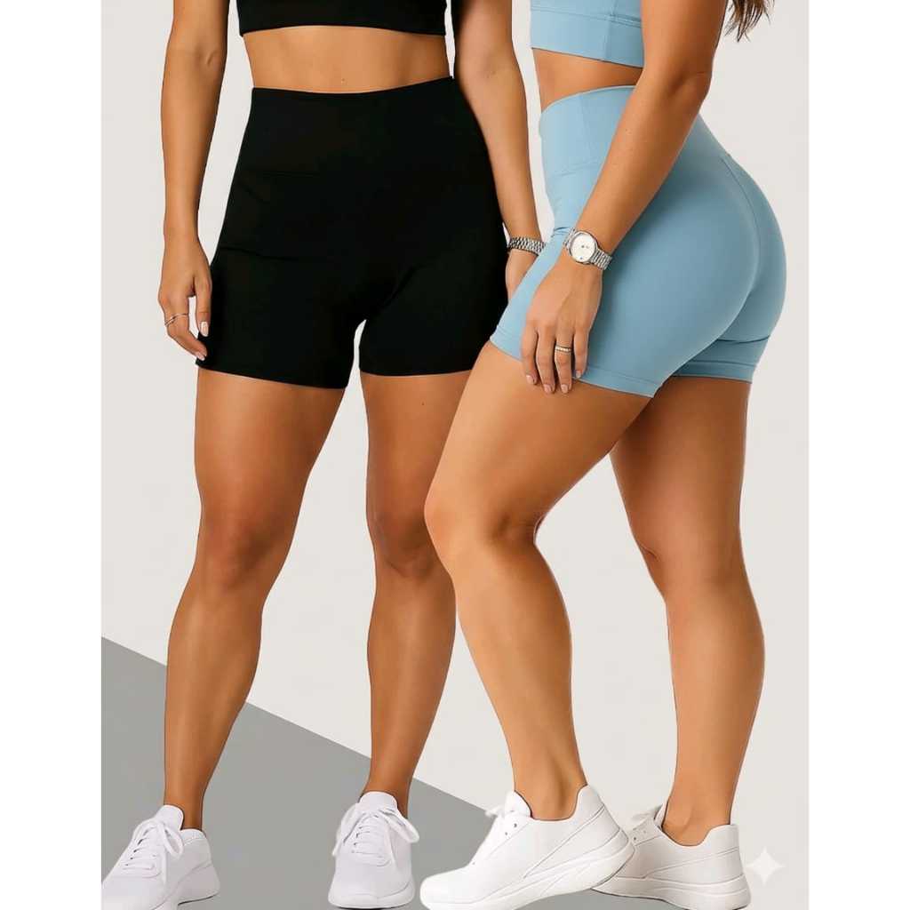 Kit 2 Shorts Modelo Meia Coxa Feminino Zero Transparência Alta Performance do P ao GG em Oferta na Shopee