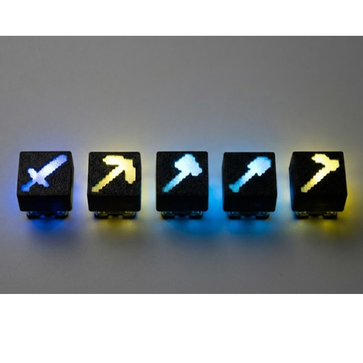 Kit 4 Ke Caps Ferramentas Minecraft p/ Teclado Mecânico RGB - Opções 8 e 16 Peças