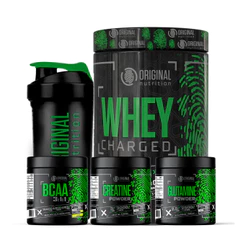 Kit Whey Charged ON + Bcaa + Glutamina + Creatina + Shaker