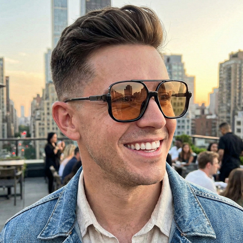 Óculos Aviador Masculino Ilook Estilo Moderno Ponte Dupla Proteção Total UVA UVB