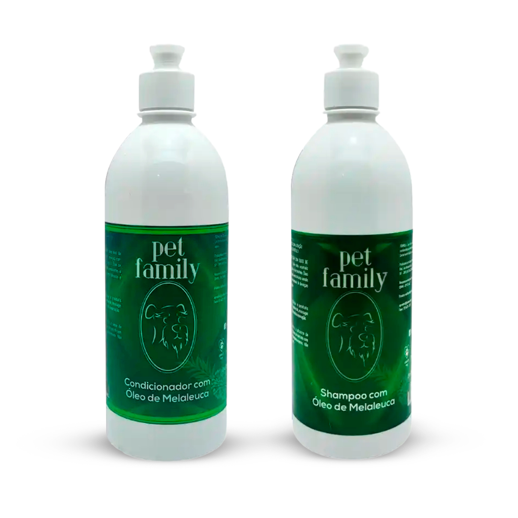 Kit Vegano Higiene Para Pet Shampoo e Condicionador Para Banho Cães e Gatos Oléo de Melaleuca