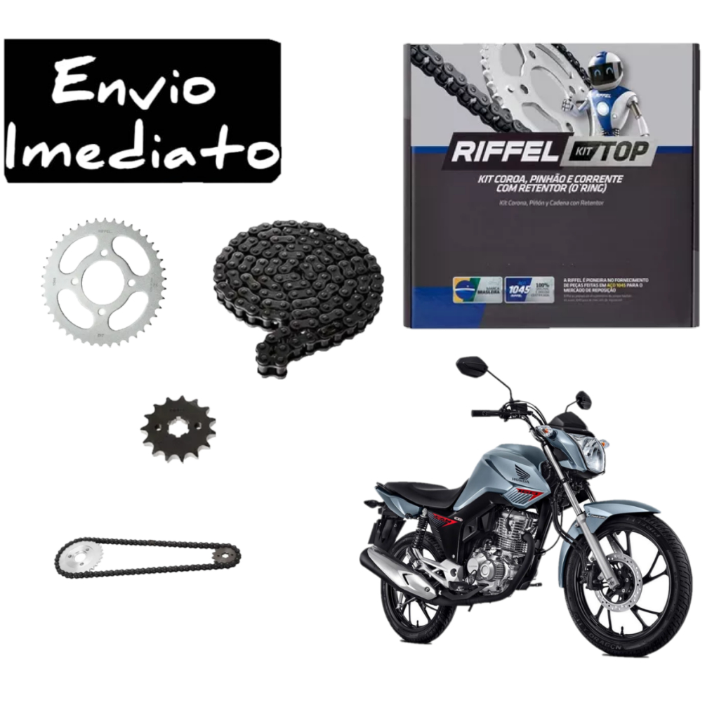 Quit Relação Cg Titan Fan 160 2016 A 2023 Riffel C/ Retentor em Oferta na Shopee